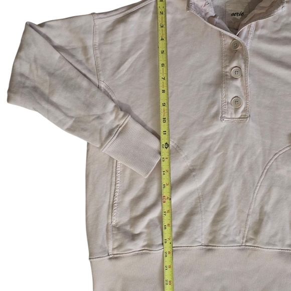Aerie Oversized Sweatshirt Womens Nude Beige Henley Popover XS - Picture 6 of 8